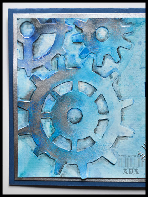 MIXED MEDIA: METALIC GEARS CARD